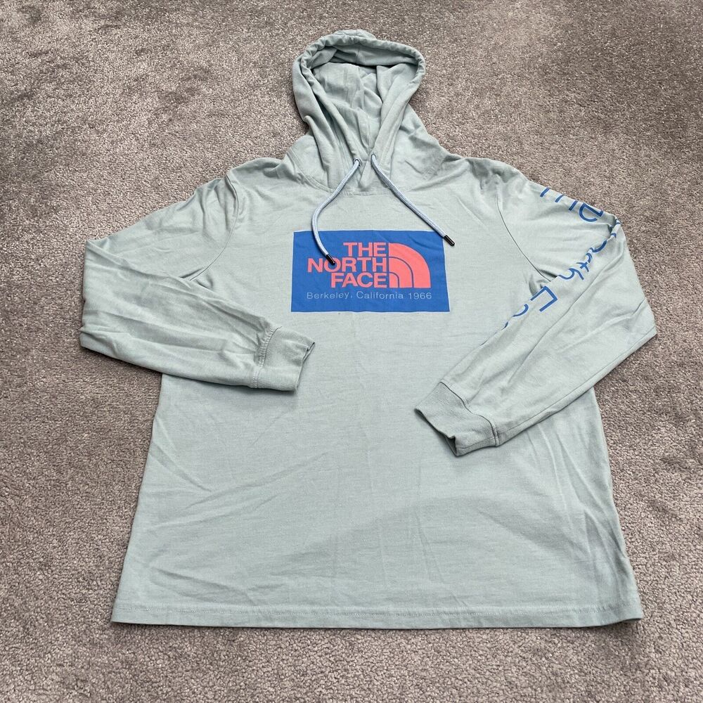 The North Face Pullover Hoodie Sweatshirt Women Medium Green Graphic Lightweight